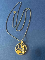 14k Gold Modernist Mary and Jesus Pendant Necklace
