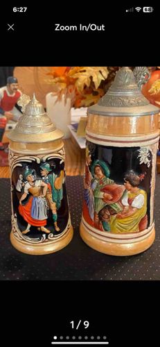 German Relief Ceramic Beer Steins
