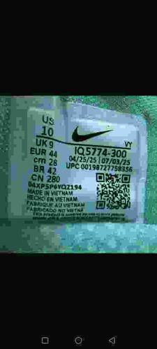 Nike Interior Footwear Size and Production Label