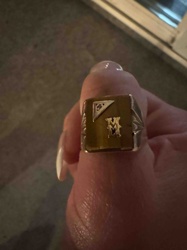 Vintage 10k Gold Signet Ring with 'M' and Triangular Emblem