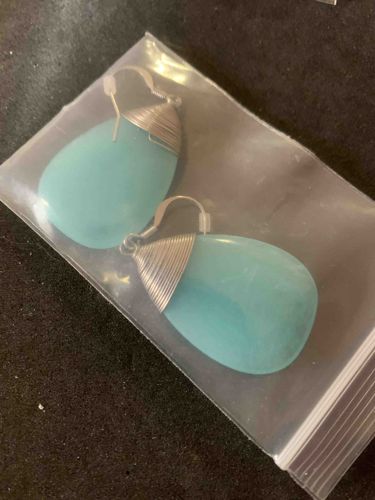 Wire-Wrapped Amazonite Teardrop Earrings