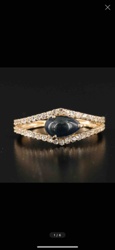14K Gold Sapphire and Diamond Bypass Ring