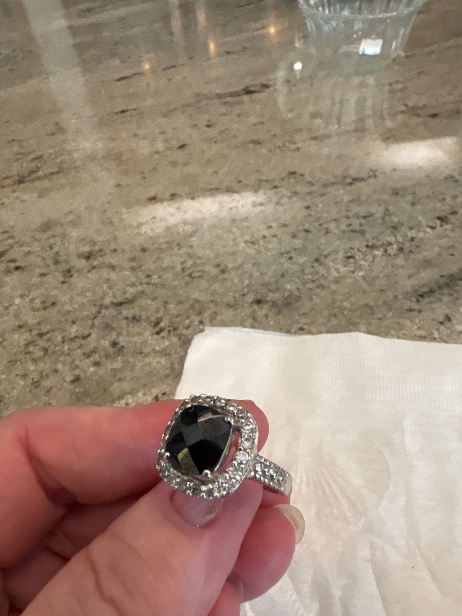 Submitted photo of Diamond and Black Gemstone Cluster Ring