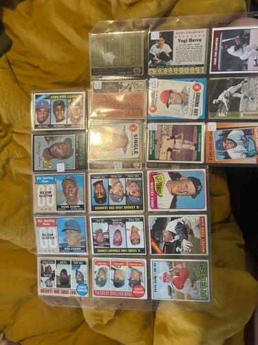 Vintage Baseball Card Collection in Protector Sheets