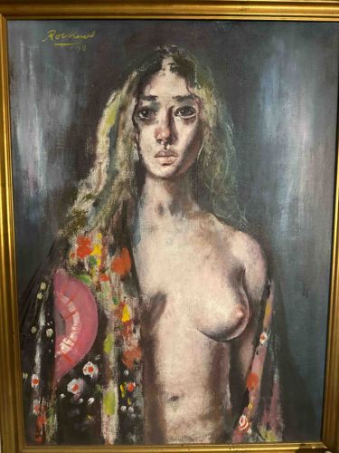 Portrait of a Young Woman with Floral Shawl by Rouchard (1980)