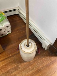 Antique Stoneware Butter Churn with Wooden Dasher