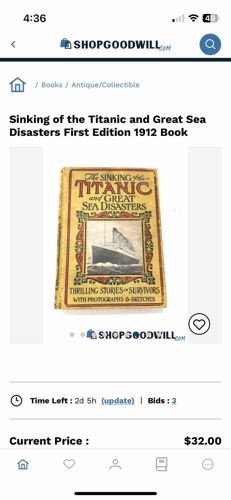 Sinking of the Titanic and Great Sea Disasters First Edition 1912 Book