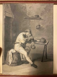 A Man Smoking and Drinking in an Interior