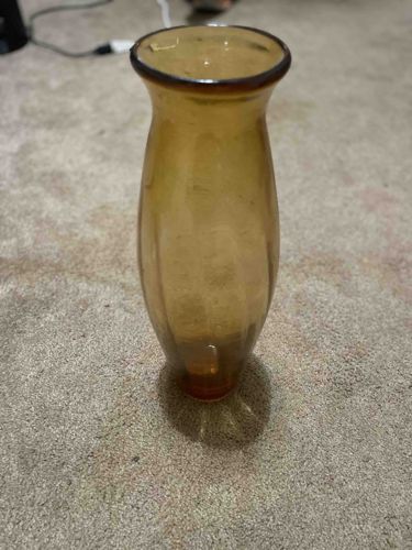 Amber Glass Vase with Rolled Rim