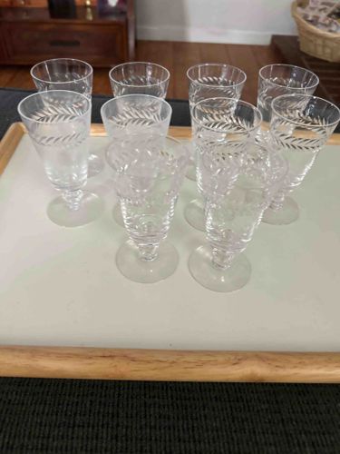 Set of Clear Etched Glass Goblets