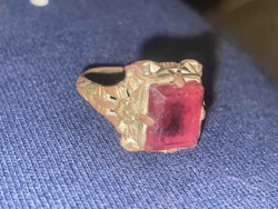 Vintage Filigree Ring with Red Stone