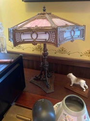 Arts and Crafts / Art Nouveau Style Table Lamp with Art Glass Shade