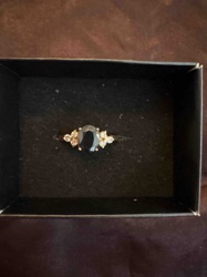 18k Black Sapphire and Diamond/Simulant Cluster Ring