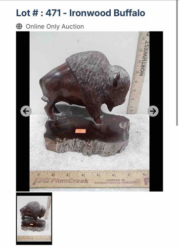 Ironwood Buffalo Carved Sculpture