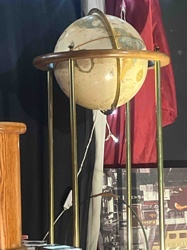 Illuminated Floor Globe with Wooden and Brass Stand
