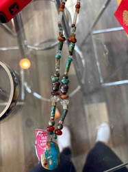 Multi-Stone Beaded Necklace with Large Turquoise-Colored Pendant