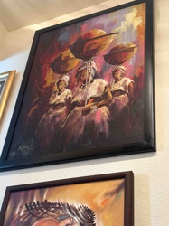 Framed African Women Carrying Baskets Painting