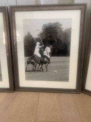 Framed Black and White Polo Match Photograph