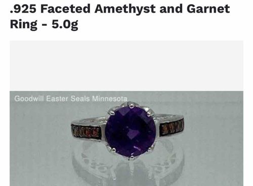 .925 Faceted Amethyst and Garnet Ring