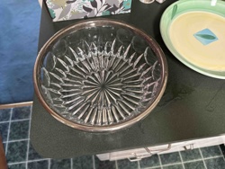 Crystal Bowl with Silver Rim
