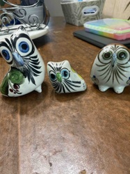 Mexican Pottery Owl Family by El Palouma