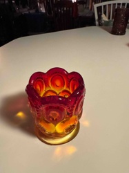 Ruby Amberina Moon and Stars Toothpick Holder