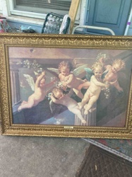 Giclée Print of Putti with Flowers in Ornate Frame
