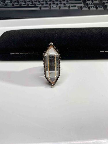 Double Terminated Quartz Crystal Pendant/Charm in Ornate Bezel Setting