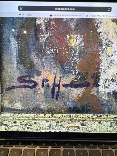 Partially Visible Oil Painting with Signature