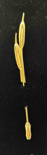 Vintage Gold Tone Cattail Brooch/Pin