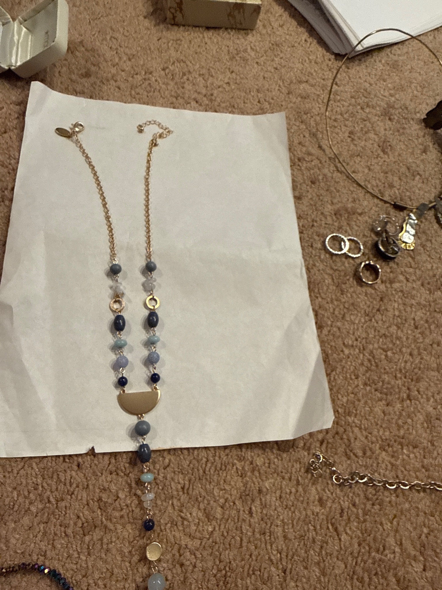 Submitted photo of Beaded gold-tone metal lariat necklace