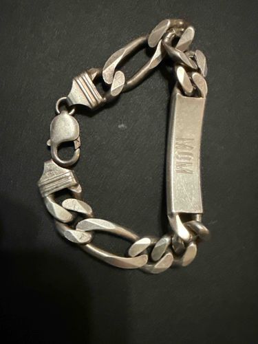 Sterling Silver Figaro Link ID Bracelet