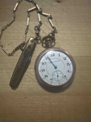 Vintage Pocket Watch with Chain and Fob