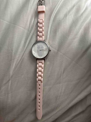 Ladies' Owl Dial Wristwatch with Pink Silicone Band