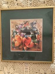 Abstract Figural Art Print in Gold Frame