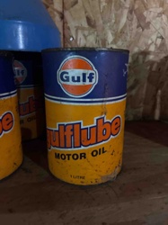 Vintage Gulf 'Gulflube Motor Oil' 1 Litre Tin Can