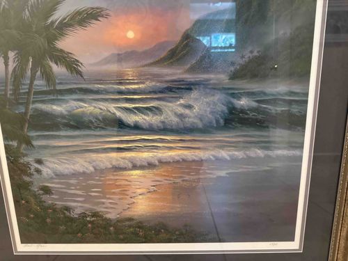 Tropical Sunset Beach Scene Art Print by Victor Spahn