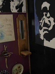 Antique Wooden Wall-Mounted Mirror and Shelf Sconce