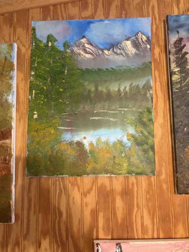 Mountain Lake Landscape Oil Painting