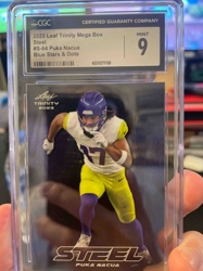 2023 Leaf Trinity Mega Box Steel #S-64 Puka Nacua Blue Stars & Dots Football Card