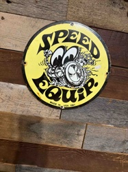 Vintage 'Speed Equip' Rat Fink Metal Sign
