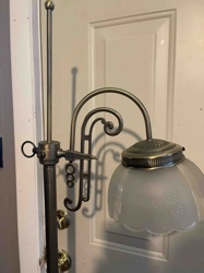 Antique/Vintage Ornate Metal Floor Lamp with Frosted Glass Shade