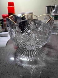Fostoria 'Christmas' or 'Holiday' Crystal Bowl with Gold Trim