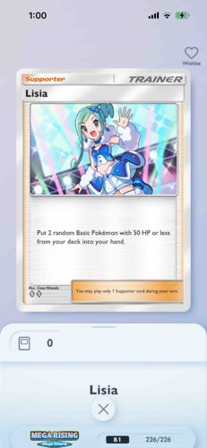 Lisia Trainer Supporter Full Art Pokémon Card