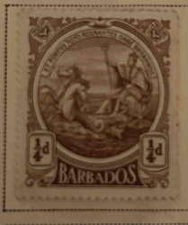 Barbados Neptune with Trident Stamp, 1/4d Denomination