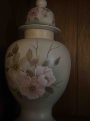 Floral Motif Ceramic Ginger Jar with Lid