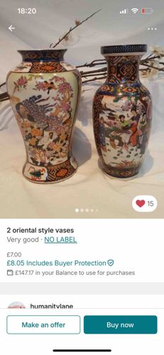 Pair of Oriental Style Polychrome Enamel Vases