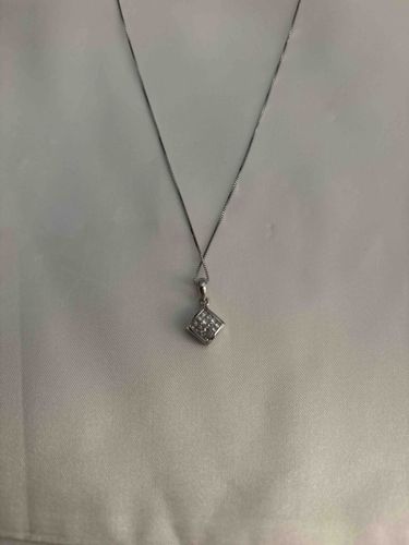 Square Pave Stone Pendant Necklace