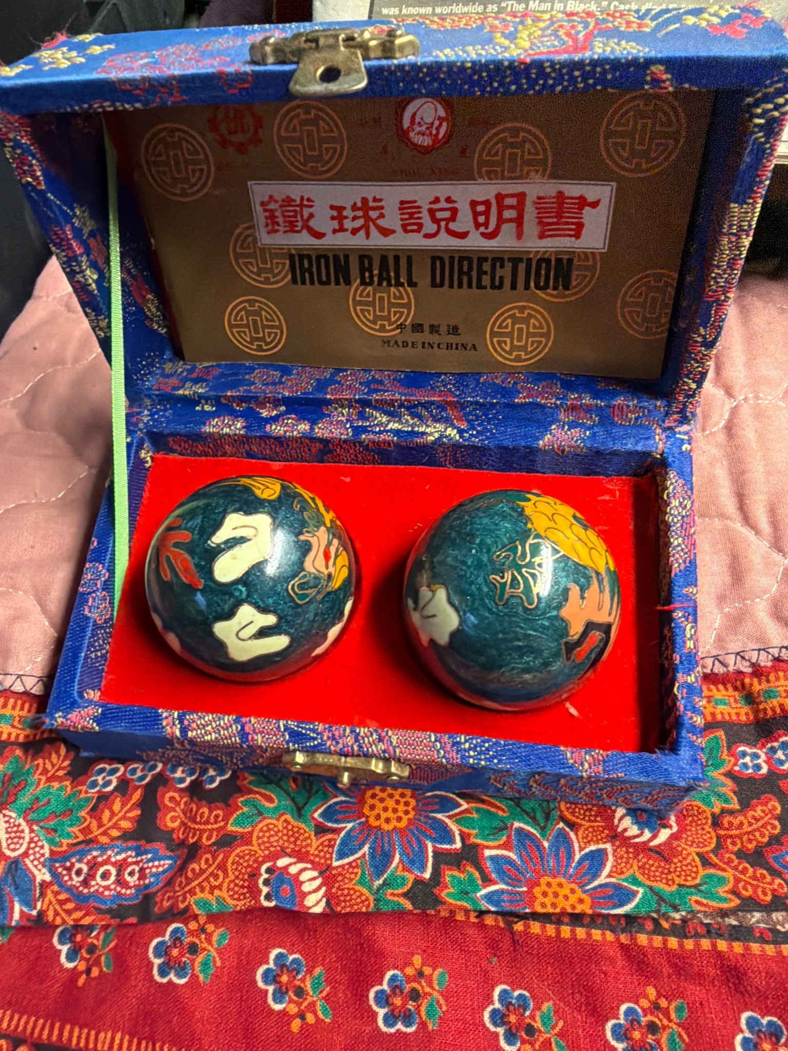 Submitted photo of Chinese Cloisonne Baoding Balls in Presentation Box