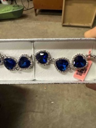 Costume Bracelet with Blue Heart Gemstones